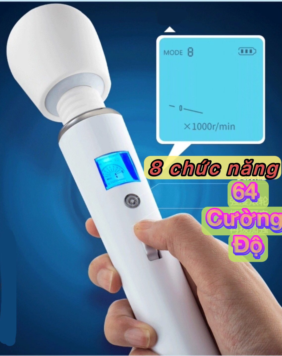 Máy rung âm đạo massage mạnh, gây tê điểm G, màn hình LED, pin sạc