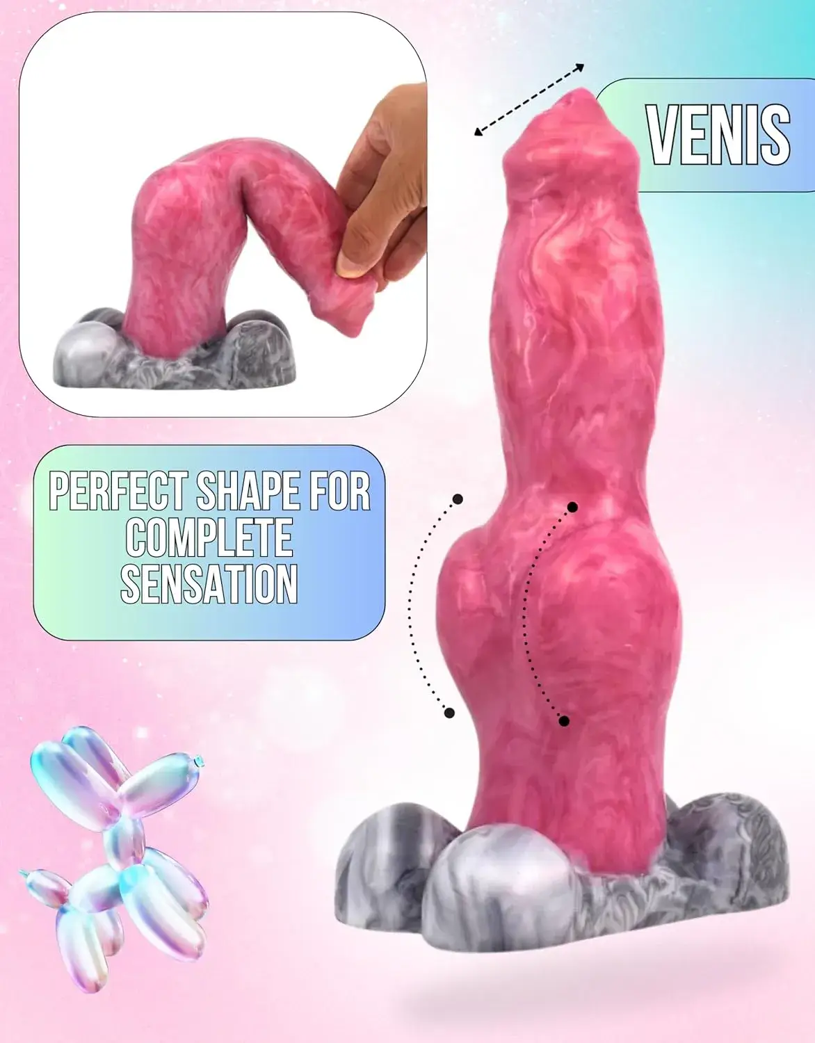 Chim giả cho nữ kiểu dương vật chó DV74B silicone an toàn nút thắt kích thích âm đạo size khủng