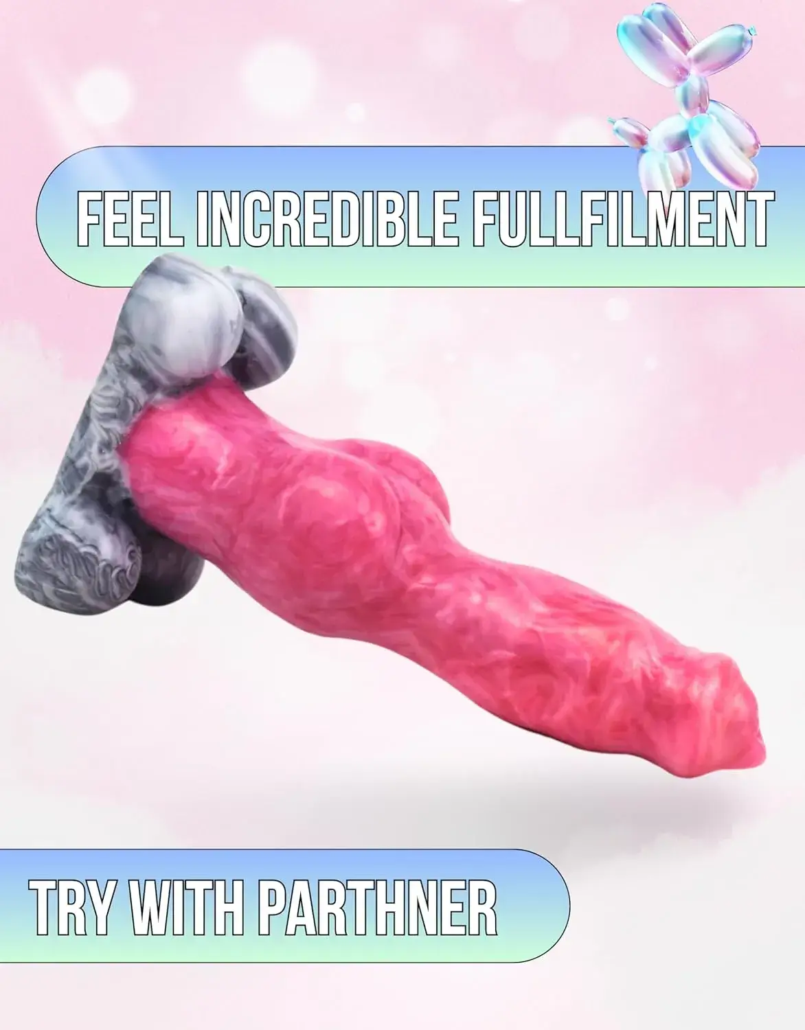 Chim giả cho nữ kiểu dương vật chó DV74B silicone an toàn nút thắt kích thích âm đạo size khủng