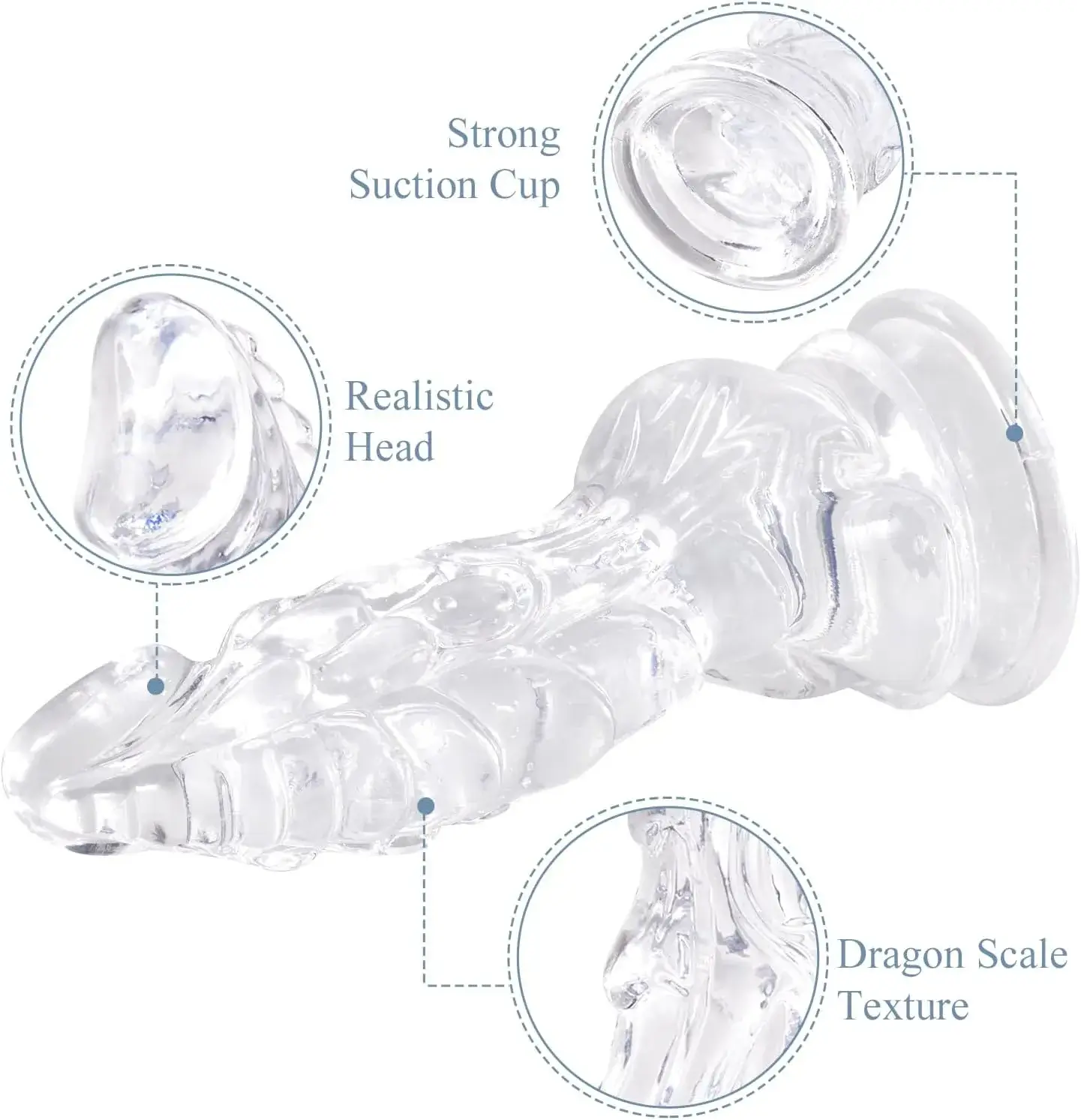 Dương vật giả trong suốt đầu rồng hàng khủng DV74C silicone an toàn size lớn kích thích âm đạo nữ