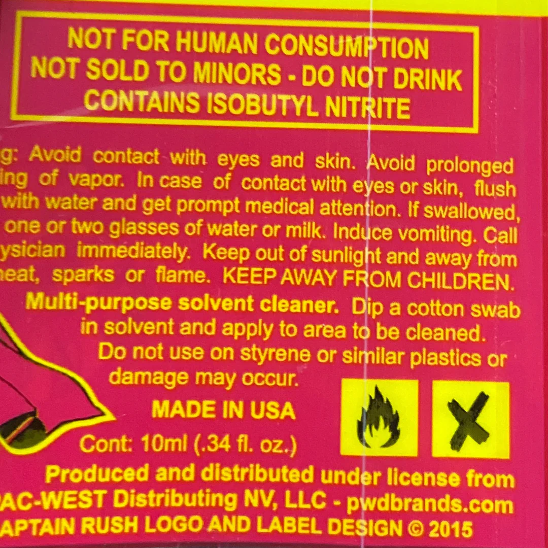 Nhãn chai Popper Super Rush 10ml chính hãng - Chứa đầy đủ thông tin nhà sản xuất