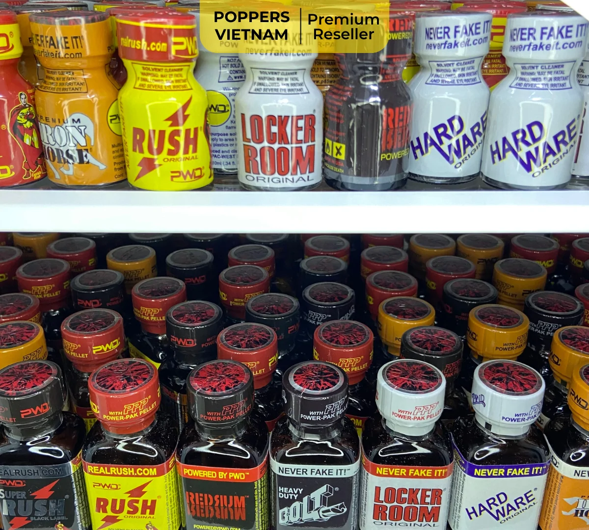 Kho Popper Super Rush 10ml được sắp xếp gọn gàng trong kho lạnh chuyên nghiệp của Poppers Việt Nam.