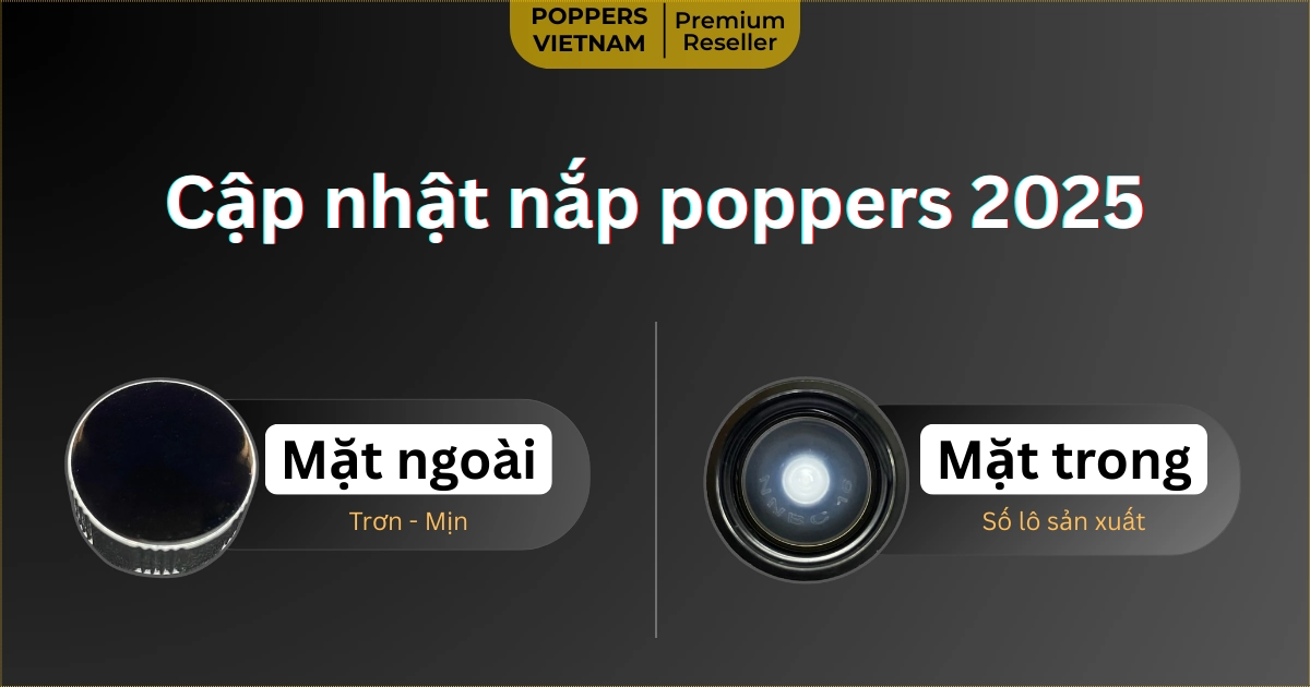 Nắp popper Super 96 mặt ngoài nhẵn và khắc số lô bên trong