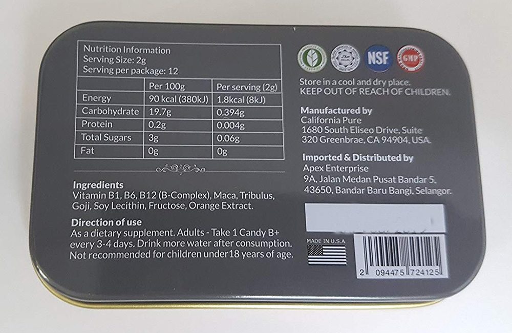 Kẹo B+ Phức Hợp Cho Nam, 12 Viên