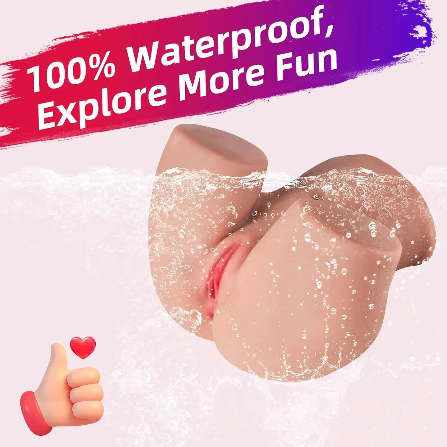 Mông giả silicon dành cho nam giới thực tế DC53K với mông tròn và hai lỗ âm đạo và hậu môn chi tiết.