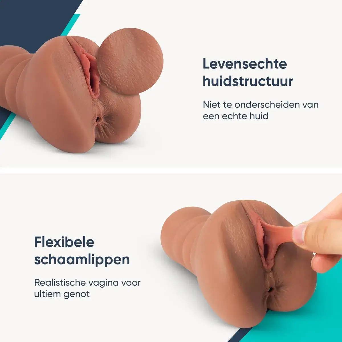 Âm hộ silicone mềm mại thực tế bằng da màu nâu dành cho nam giới sử dụng thủ dâm AD02D