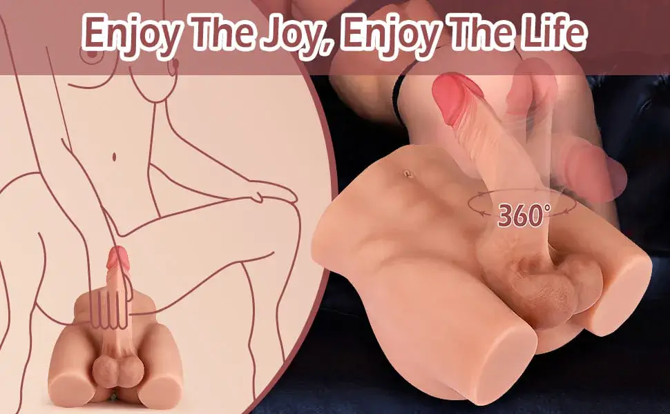 Dương vật giả silicon liền thân hàng khủng kèm hậu môn DV36H, búp bê bán thân nam silicon cao cấp, kích thước 17cm, cho nữ và gay.