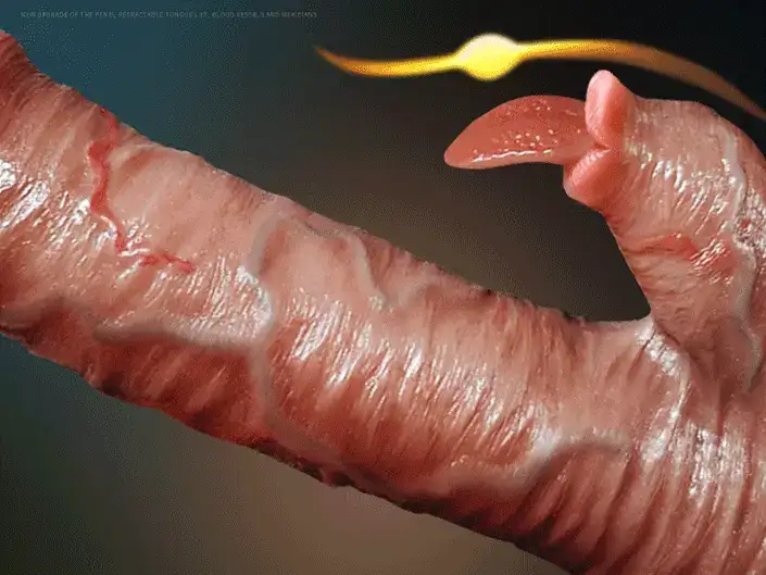 Cu giả rung thụt giá rẻ tự động làm sướng âm đạo nữ DV44Z màu da giống thật, chất liệu silicone và ABS, có nhiều chế độ kích thích liếm hạt le nữ