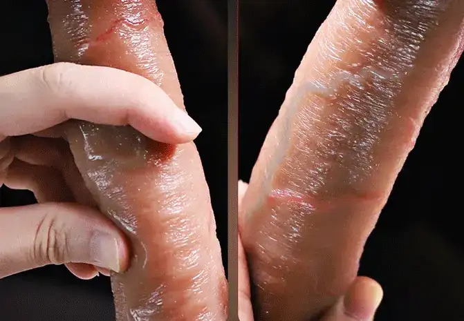 Cu giả rung thụt giá rẻ tự động làm sướng âm đạo nữ DV44Z màu da giống thật, chất liệu silicone và ABS, có nhiều chế độ kích thích liếm hạt le nữ