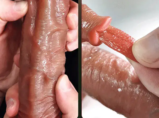 Cu giả rung thụt giá rẻ tự động làm sướng âm đạo nữ DV44Z màu da giống thật, chất liệu silicone và ABS, có nhiều chế độ kích thích liếm hạt le nữ