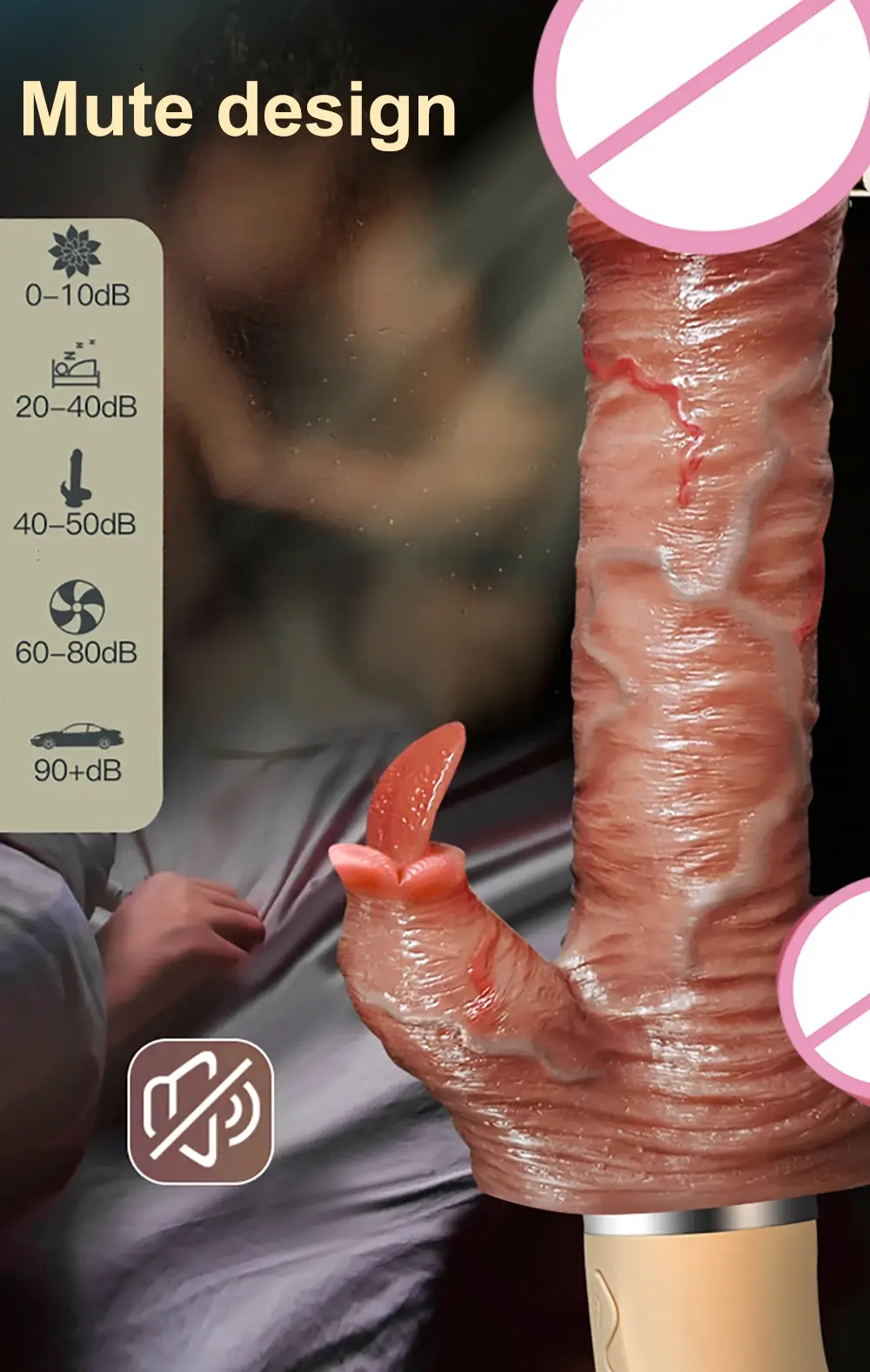 Cu giả rung thụt giá rẻ tự động làm sướng âm đạo nữ DV44Z màu da giống thật, chất liệu silicone và ABS, có nhiều chế độ kích thích liếm hạt le nữ