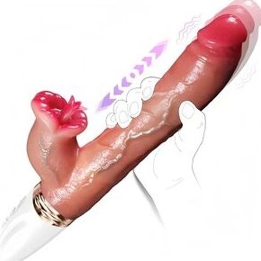 Cu giả rung thụt giá rẻ tự động làm sướng âm đạo nữ DV44Z màu da giống thật, chất liệu silicone và ABS, có nhiều chế độ kích thích liếm hạt le nữ